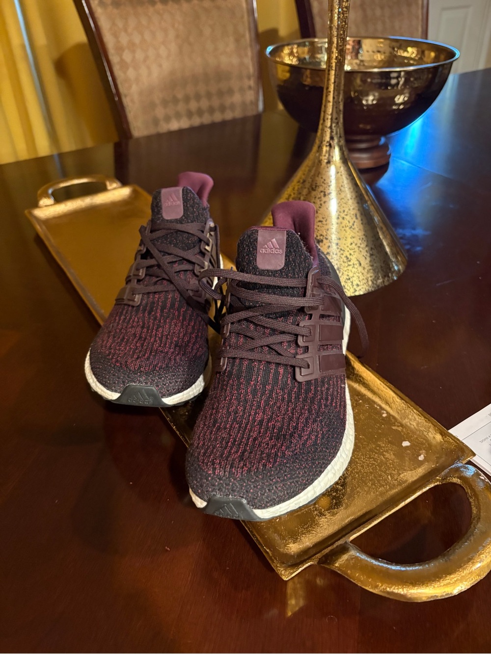 adidas Maroon and Black Knit Athletic Sneakers